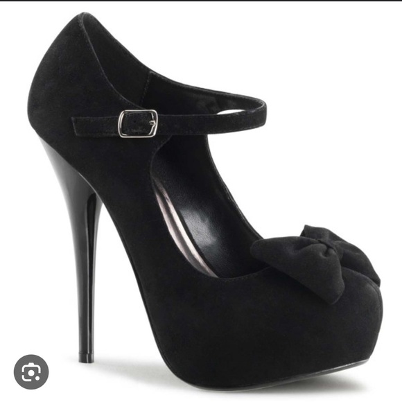 Pleaser Shoes - Pleaser Day and Night Black Suede platform high stiletto shoes